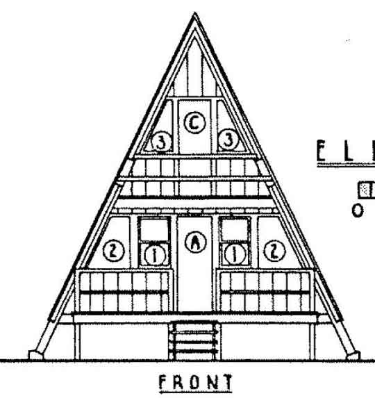 A-Frame Cabin Plan Front View