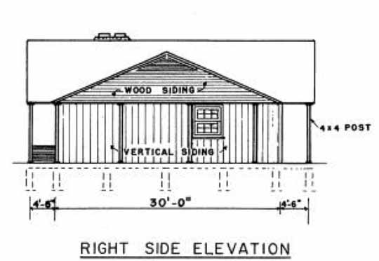 3 BR Ranch House Blueprints Right View